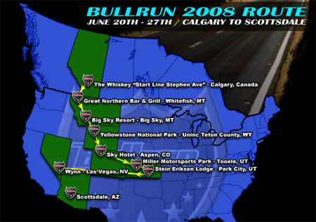 Bullrun 2008 route