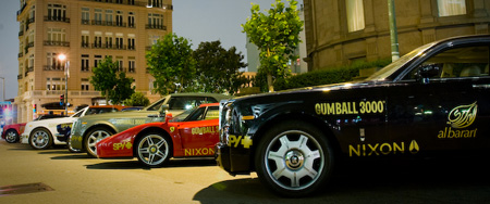 Gumball 3000 cars on display in San Francisco