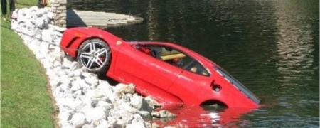 Ferrari F430 hits water