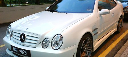 White Mercedes CLK Overkill
