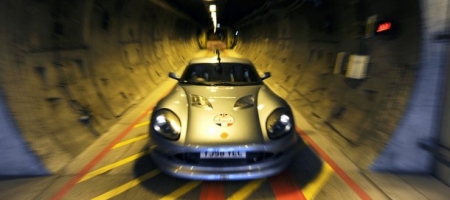 John Surtees Drives Sports Car Through Channel Tunnel