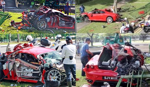 Car Crash Ferrari 430 in Singapore 480x280