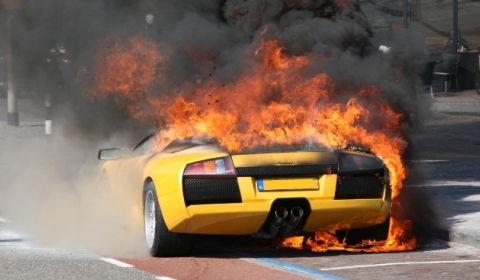 Burned Down Lamborghini Murciélago in NL