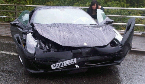 Car Crash Another Wrecked Ferrari 458 Italia