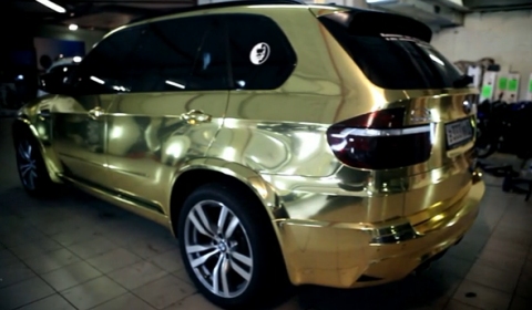 Overkill Golden BMW X5 M from Russia