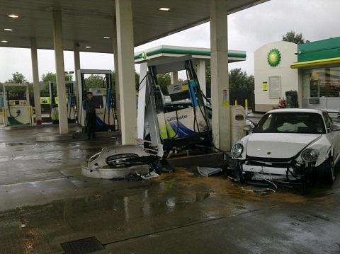 GT3 RS Petrol Station Crash 2