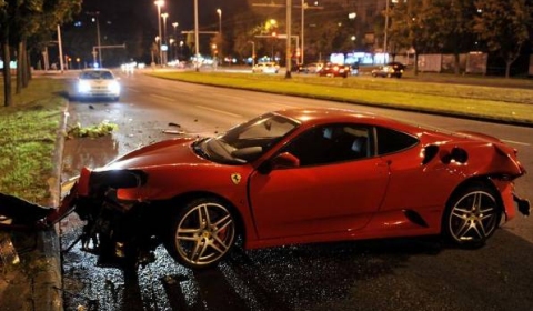 Car Crash Ferrari 430 Crashes Into a Tree