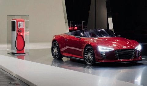 Red Audi E-tron Spyder at Design Miami