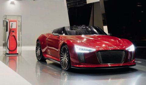 Red Audi E-tron Spyder at Design Miami 02