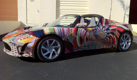 Tesla Roadster Psychedelic Edition by Laurence Gartel