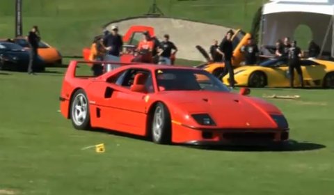 Video Ferrari F40 Sliding on a Golf Course
