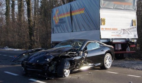 Car Crash Black Ferrari 599 in Switzerland