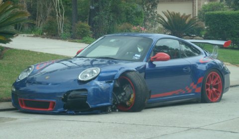 Car Crash Porsche 911 GT3 RS Wrecked Texas USA