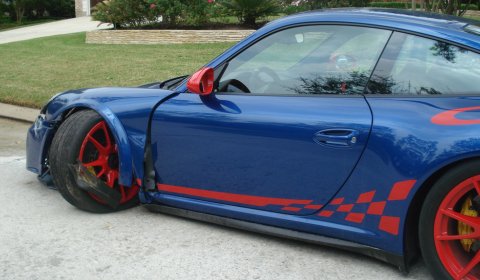 Car Crash Porsche 911 GT3 RS Wrecked Texas USA 01