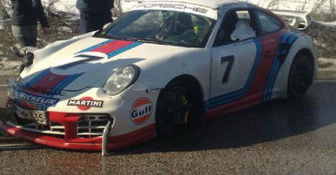 Car Crash Porsche 997 GT2 Martini Edition Crashed in Finland 01