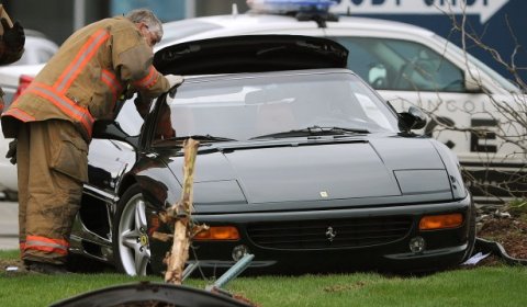 Car Crash Ferrari 355 Spyder Crashes in North Lincoln