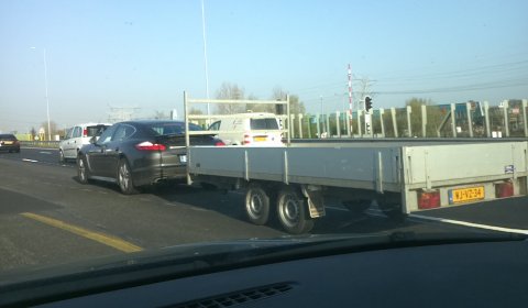 Spotted Porsche Panamera Towing a Trailer