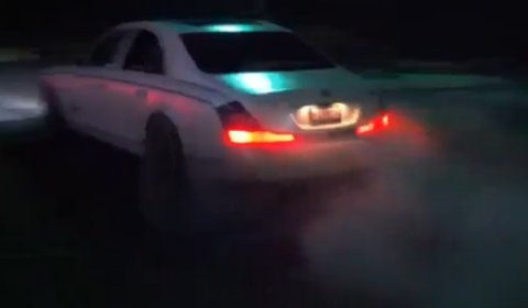 Video Matte White Maybach Parking Lot Burnout