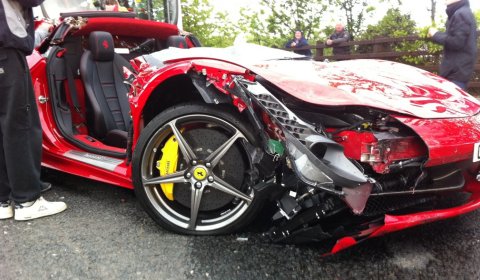 Car Crash Ferrari 458 Italia Loses Roof in The UK