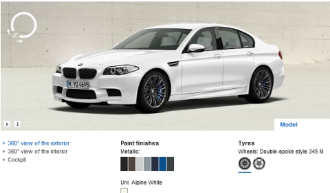 2012 BMW F10M M5 Online Configurator