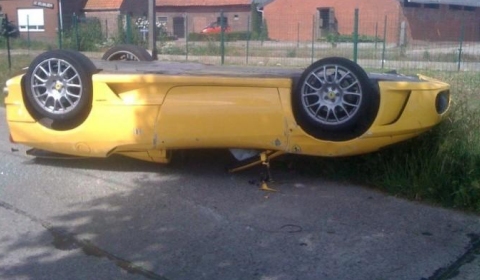 Car Crash Ferrari F430 Spider Lands On Its Roof