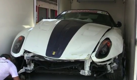 Car Crash Ferrari 599 GTO Wrecked at Italian Track