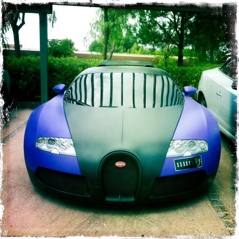 Spotted Matte Black Purple Bugatti Veyron in St. Tropez 01