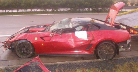 Car Crash Ferrari 599 GTO in Czech Republic 02