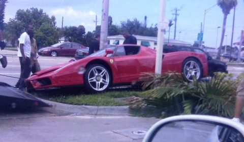 Car Crash Red Ferrari Enzo Hits Pavement