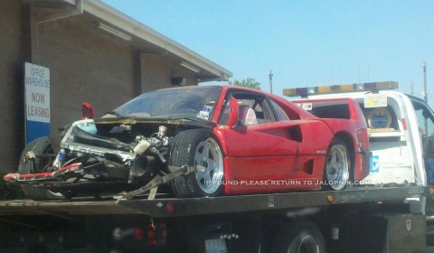 Car Crash Ferrari F40 Wrecked in Houston