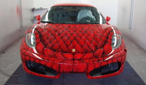 Overkill Ferrari F430 with Red Dragon Skin Paintjob