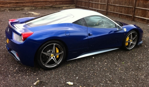 Spotted Blue and Chrome Ferrari 458 Italia