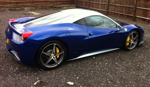 Spotted Blue and Chrome Ferrari 458 Italia