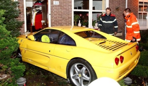 Car Crash Ferrari F355 GTS Crashes Into House