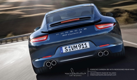 Rendering 2012 Porsche 911 (991) Carrera with Redesigned Rear Wing 