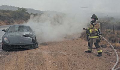 Ferrari 599 On Fire In Arizona