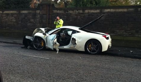 Car Crash Ferrari 458 Italia Wrecked in Edinburgh