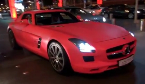 Overkill Matte Pink Mercedes-Benz SLS AMG Driveby in Dubai