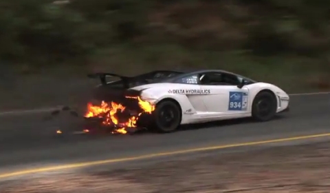 Video Lamborghini Gallardo on Fire at Targa High Country 2011