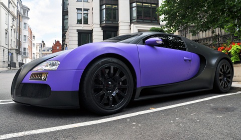 Black and Purple Bugatti Veyron in London