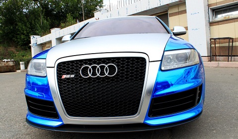 Blue Chrome and Matte Silver Audi RS6