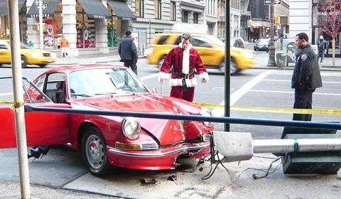Father Christmas Wrecks Porsche 911
