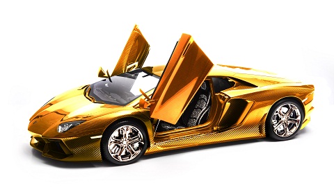 Gold Lamborghini Aventador Model