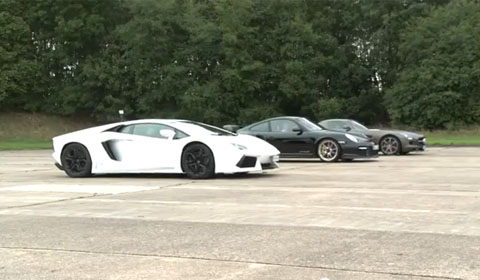 Lamborghini Aventador vs 911 GT2 RS vs Mercedes SLS