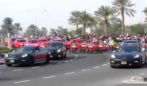 Porsche Police Cars on Parade in Qatar
