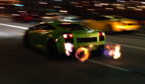 Video 1250WHP Twin Turbo Gallardo Shooting Flames