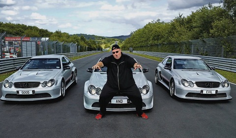 Kim Dotcom, Kimi Raikkonen and Finn Batato at the Nürburgring