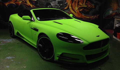 Mansory Aston Martin DB9 in Diamond Lime Green Matt Wrap by Dartz