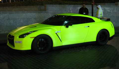 Matte Green Fluorescent Nissan GT-R in Dubai