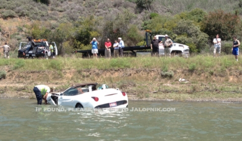 Car Crash Brand New Ferrari California Tries to Swim 01